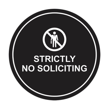 Circle Strictly No Soliciting Wall or Door Sign